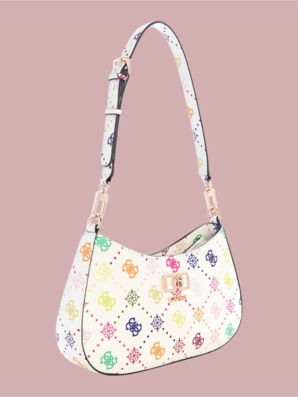 Guess NWT Emeile Logo Top Zip Small Shoulder Bag - Picture 2 of 5